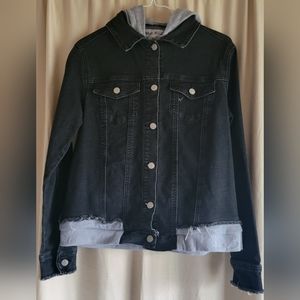 White Birch Women's Black Jean Jacket w/Gray Jersey Detailing